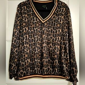 Tricotto Women's Leopard Print Blouse sz medium